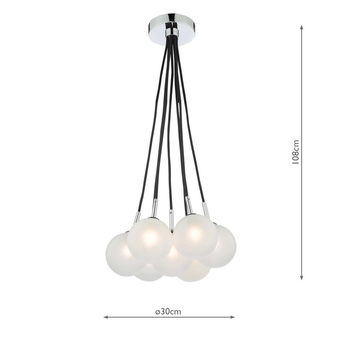 Elpis 7 Light Cluster Pendant Light - Polished Chrome Opal Glass