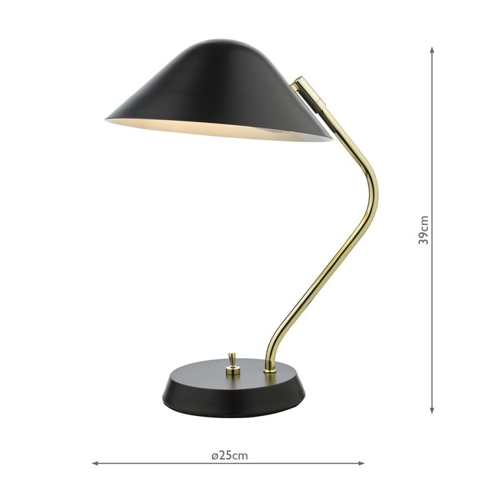 Erna 1 Light Table Lamp - Polished Brass Satin Black