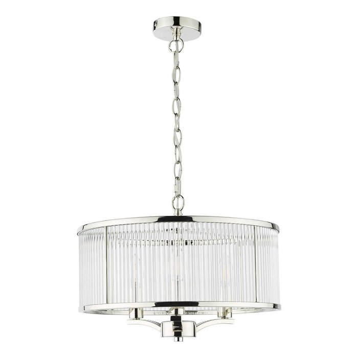 Eveyln 3 Light Pendant Light - Polished Nickel Glass