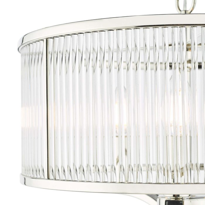 Eveyln 3 Light Pendant Light - Polished Nickel Glass