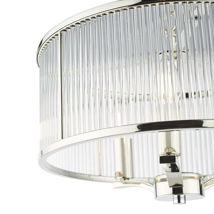 Eveyln 3 Light Pendant Light - Polished Nickel Glass