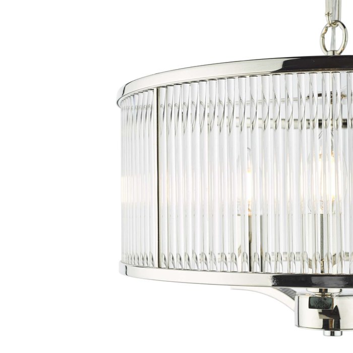 Eveyln 3 Light Pendant Light - Polished Nickel Glass