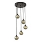 Federico 5 Light Cluster Pendant Light - Black Smoked Glass