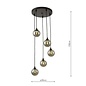 Federico 5 Light Cluster Pendant Light - Black Smoked Glass