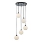 Federico 5 Light Cluster Pendant Light - Black Opal Glass