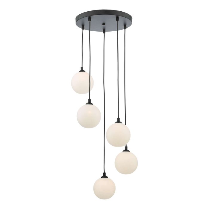 Federico 5 Light Cluster Pendant Light - Black Opal Glass