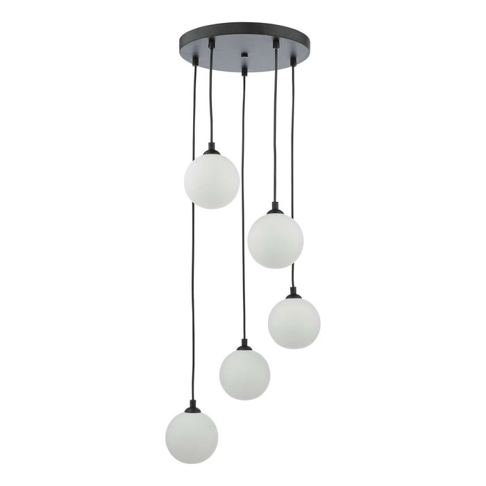 Federico 5 Light Cluster Pendant Light - Black Opal Glass