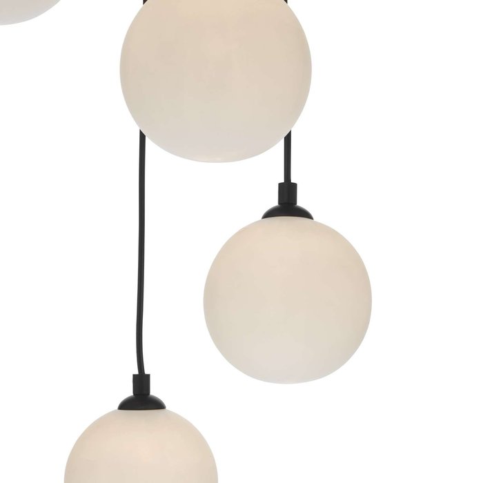 Federico 5 Light Cluster Pendant Light - Black Opal Glass