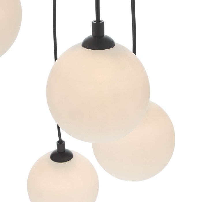 Federico 5 Light Cluster Pendant Light - Black Opal Glass