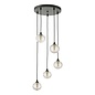 Federico 5 Light Cluster Pendant Light - Black Clear Ribbed Glass