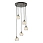 Federico 5 Light Cluster Pendant Light - Black Clear/Wire Glass