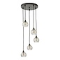 Federico 5 Light Cluster Pendant Light - Black Clear/Wire Glass