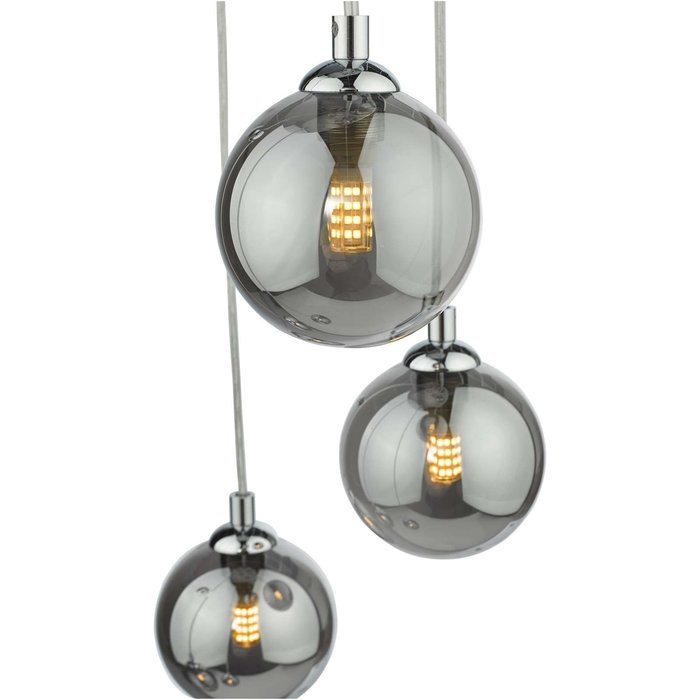 Federico 5 Light Cluster Pendant Light - Polished Chrome Smoked Glass