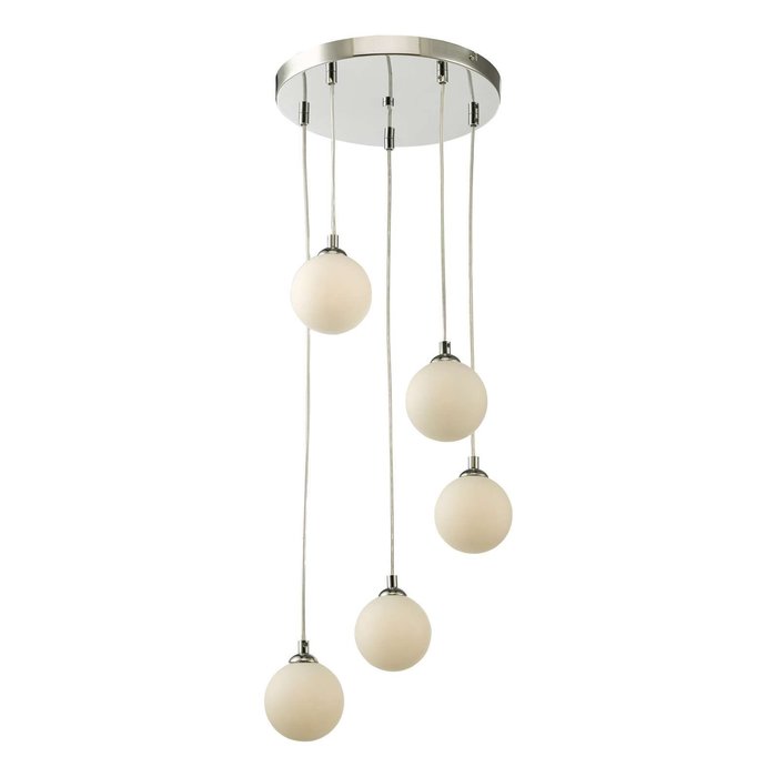 Federico 5 Light Cluster Pendant Light - Polished Chrome Opal Glass