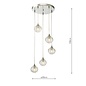 Federico 5 Light Cluster Pendant Light - Polished Chrome Clear Ribbed Glass