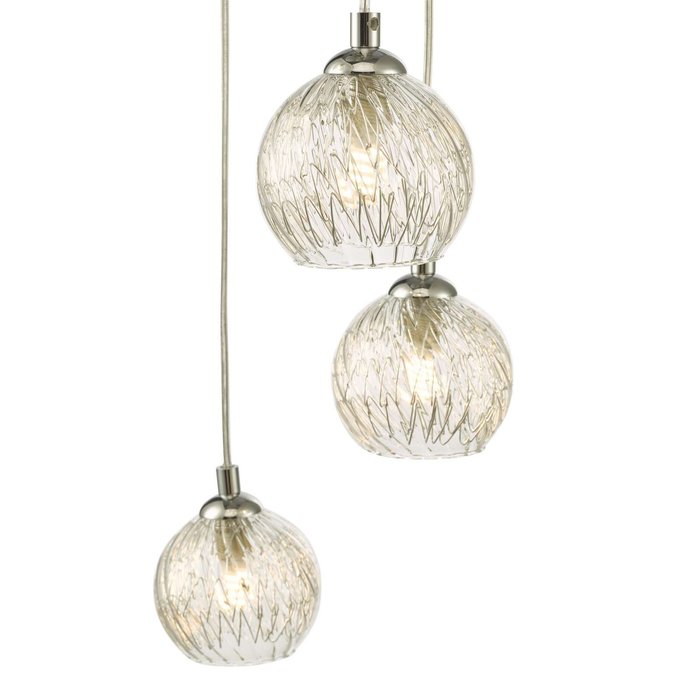 Federico 5 Light Cluster Pendant Light - Polished Chrome Clear/Wire Glass