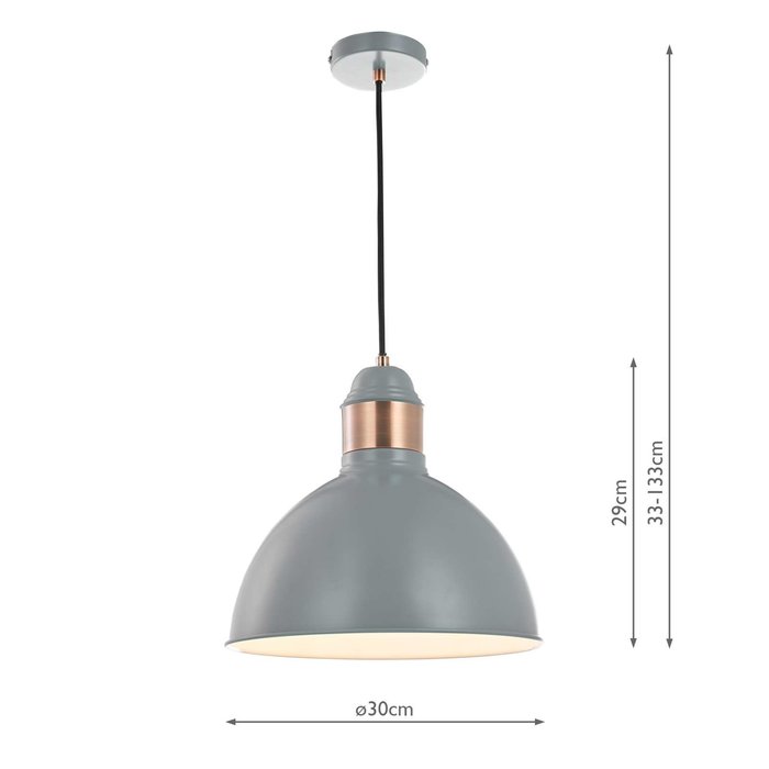 Frederick 1 Light Single Pendant Light - Grey Satin Copper