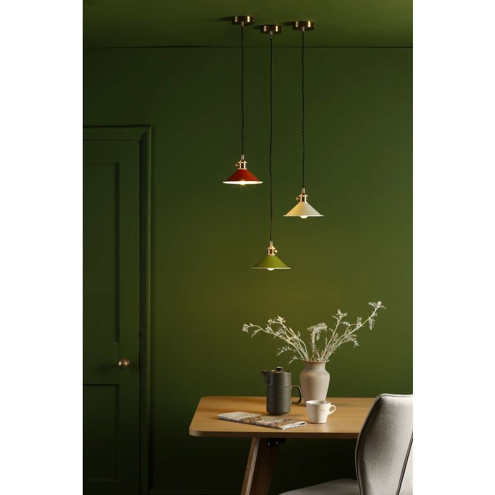 Hadano 1 Light Pendant Light - Natural Brass With Olive Green Shade