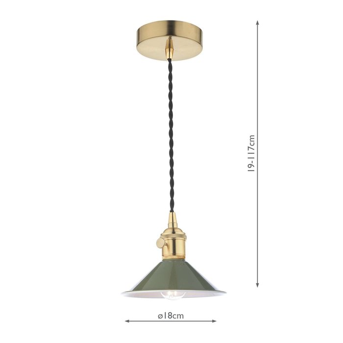 Hadano 1 Light Pendant Light - Natural Brass With Olive Green Shade