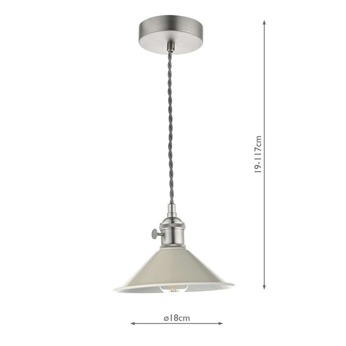 Hadano 1 Light Pendant Light - Antique Chrome With Cashmere Shade