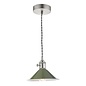 Hadano 1 Light Pendant Light - Antique Chrome With Olive Green Shade