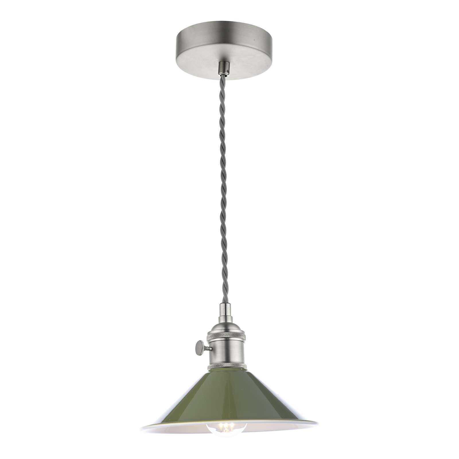 3 Light Brass Suspension With Olive Green Shades
