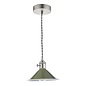 Hadano 1 Light Pendant Light - Antique Chrome With Olive Green Shade