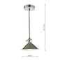 Hadano 1 Light Pendant Light - Antique Chrome With Olive Green Shade