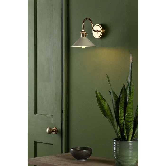 Hadano 1 Light Wall Light - Natural Brass With Cashmere Shade