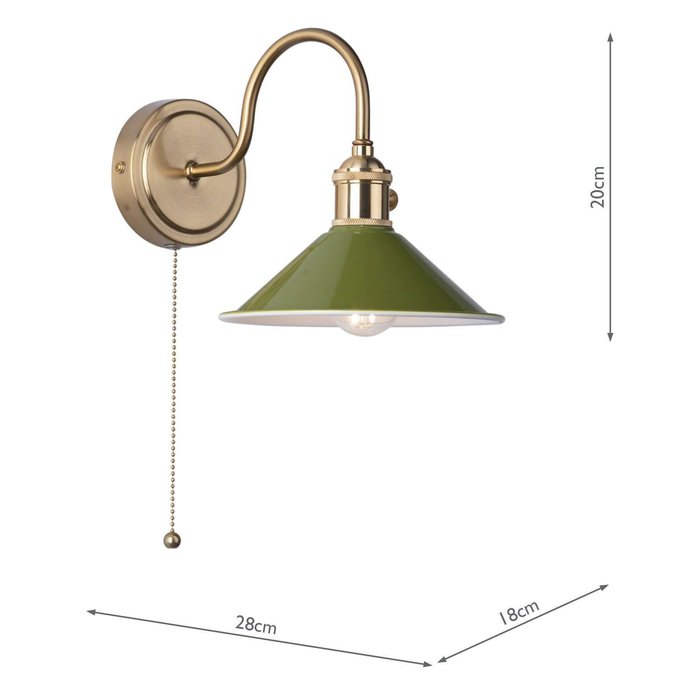 Hadano 1 Light Wall Light - Natural Brass With Olive Green Shade