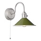 Hadano 1 Light Wall Light - Antique Chrome With Olive Green Shade