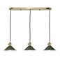 Hadano 3 Light Brass Suspension With Olive Green Shades