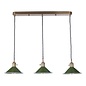 Hadano 3 Light Brass Suspension With Olive Green Shades