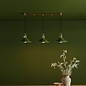 Hadano 3 Light Brass Suspension With Olive Green Shades