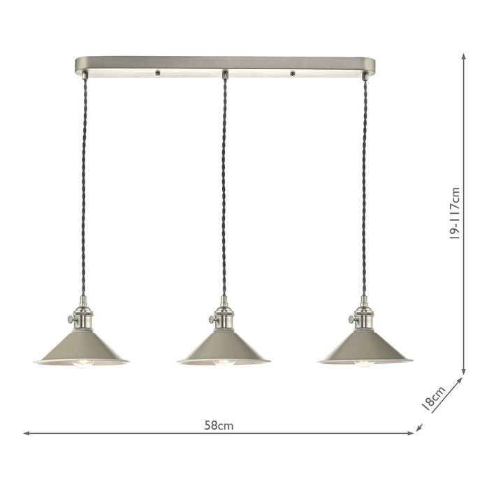 Hadano 3 Light Antique Chrome Suspension With Cashmere Shades