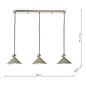 Hadano 3 Light Antique Chrome Suspension With Cashmere Shades