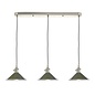 Hadano 3 Light Antique Chrome Suspension With Olive Green Shades