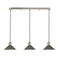 Hadano 3 Light Antique Chrome Suspension With Olive Green Shades