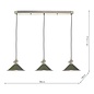 Hadano 3 Light Antique Chrome Suspension With Olive Green Shades