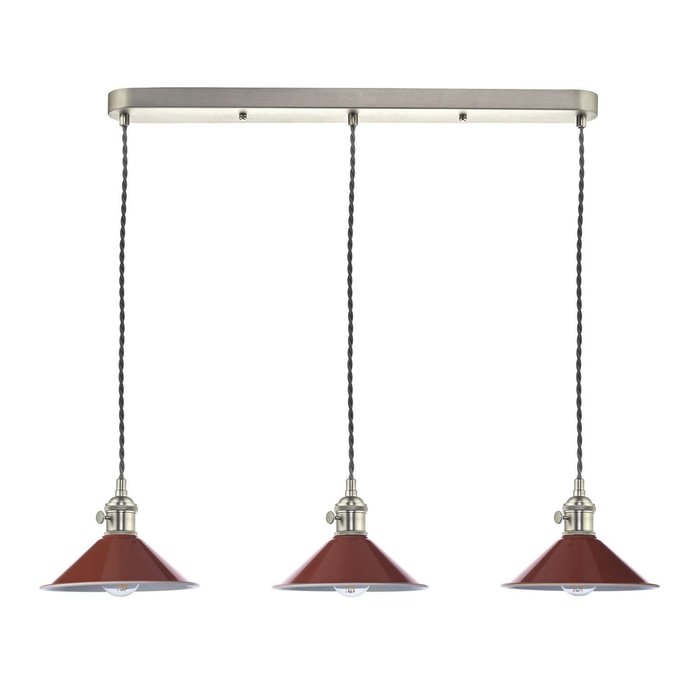 Hadano 3 Light Antique Chrome Suspension With Umber Shades