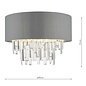 Halle 4 Light Flush Ceiling Light - Grey Shade Crystal