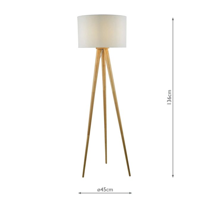 Ivor Tripod Floor Lamp - Light Oak Base Only