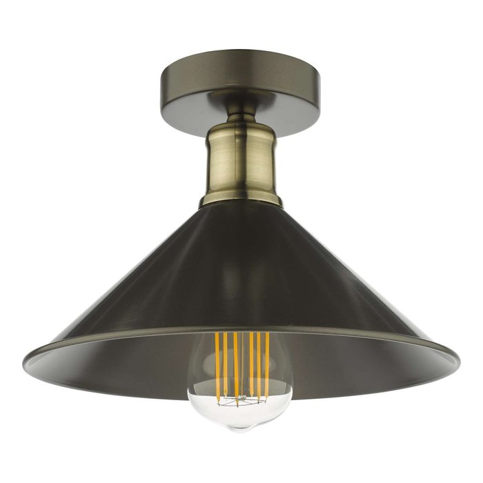 Jalen 1 Light Flush Ceiling Light - Graphite Antique Brass