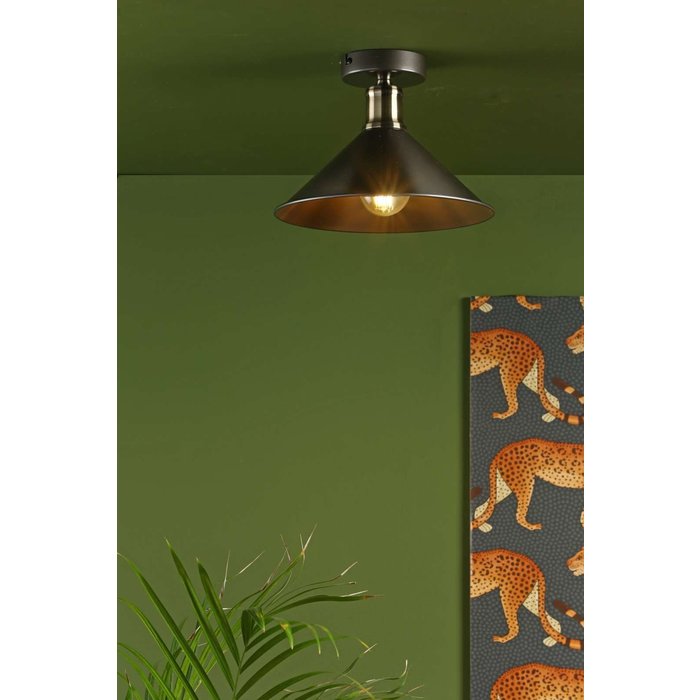 Jalen 1 Light Flush Ceiling Light - Graphite Antique Brass