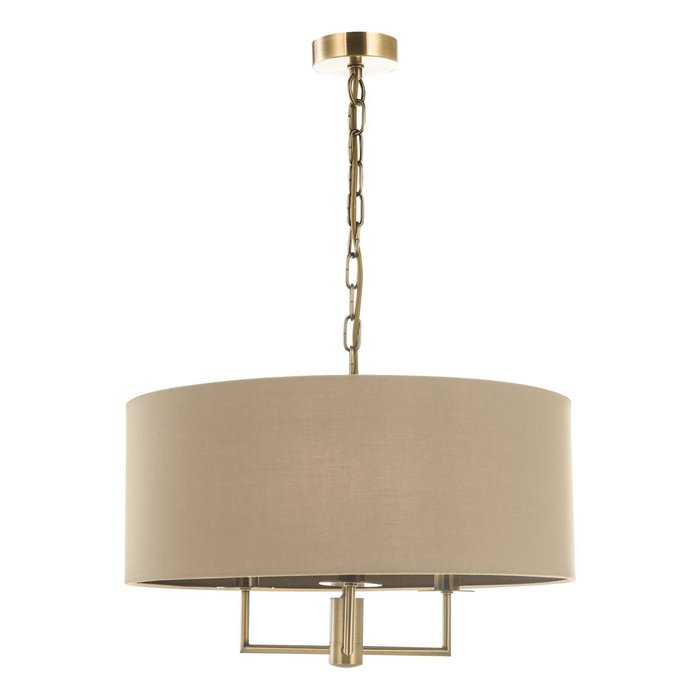 Jamelia 3 Light Shadelier Pendant Light - Antique Brass Taupe Shade