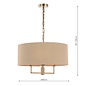 Jamelia 3 Light Shadelier Pendant Light - Antique Brass Taupe Shade