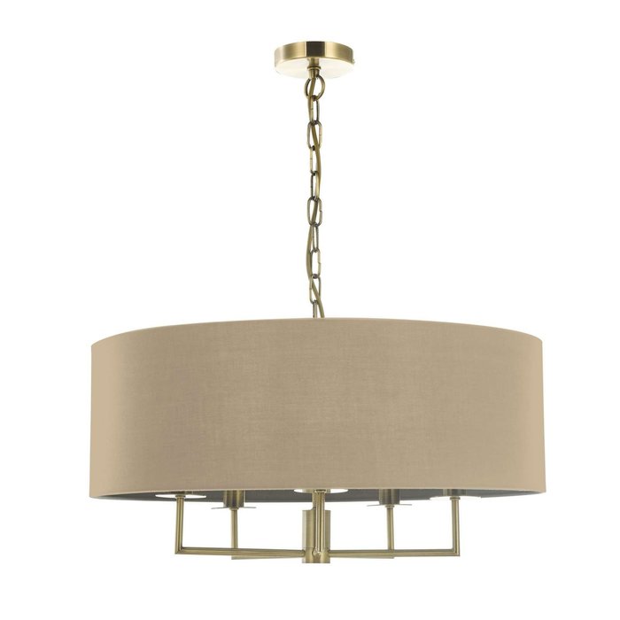 Jamelia 5 Light Shadelier Pendant Light - Antique Brass Taupe Shade