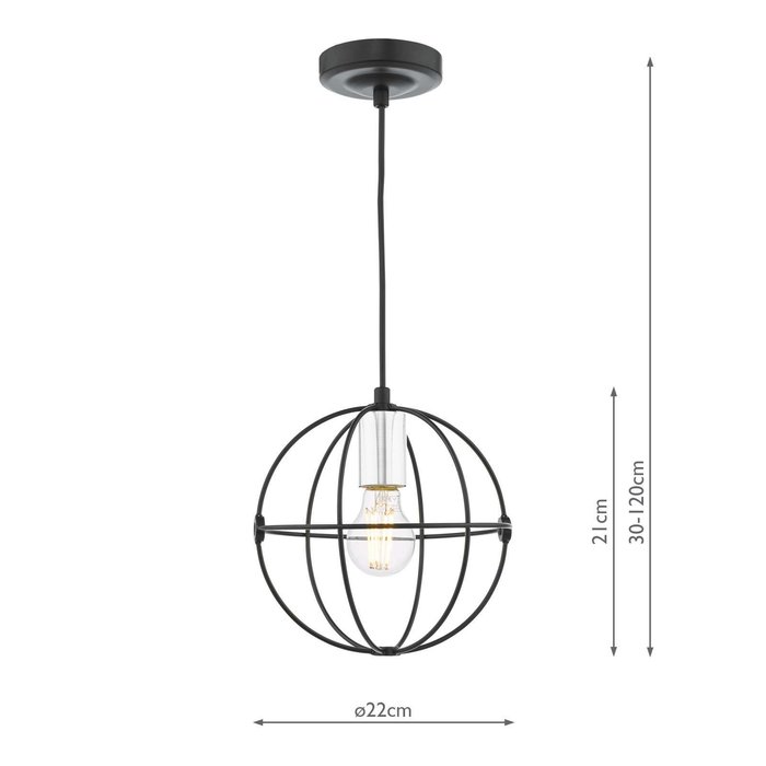 Javari 1 Light Pendant Light - Matt Black/Polished Chrome