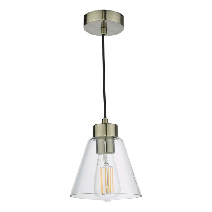 Jie 1 Light Pendant Light - Antique Brass Glass