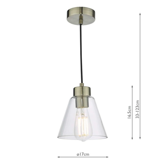 Jie 1 Light Pendant Light - Antique Brass Glass